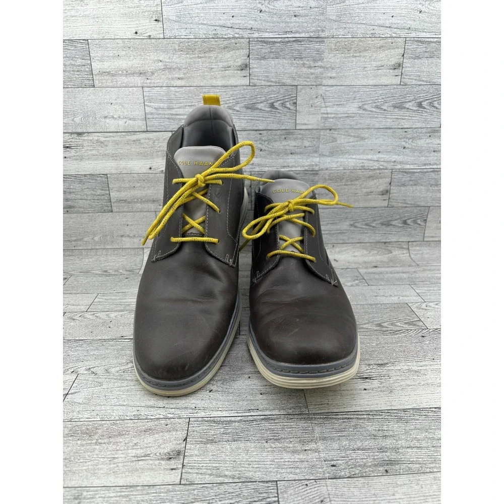 Cole Haan OriginalGrand Mens Brown Leather Chukka Boots Yellow Laces C23426‎ 11M
